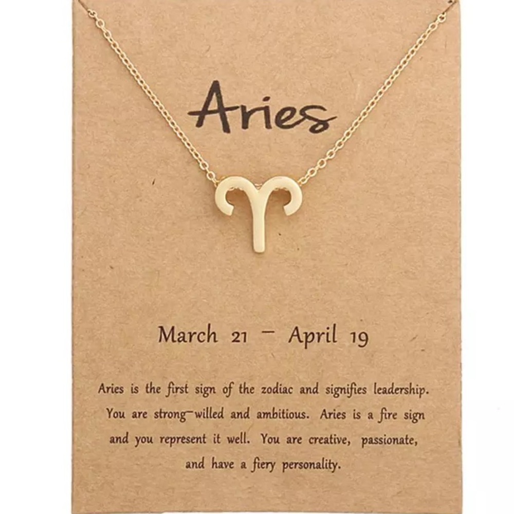 ♈️ Aries Zodiac Pendant Gold Tone Chain Necklace